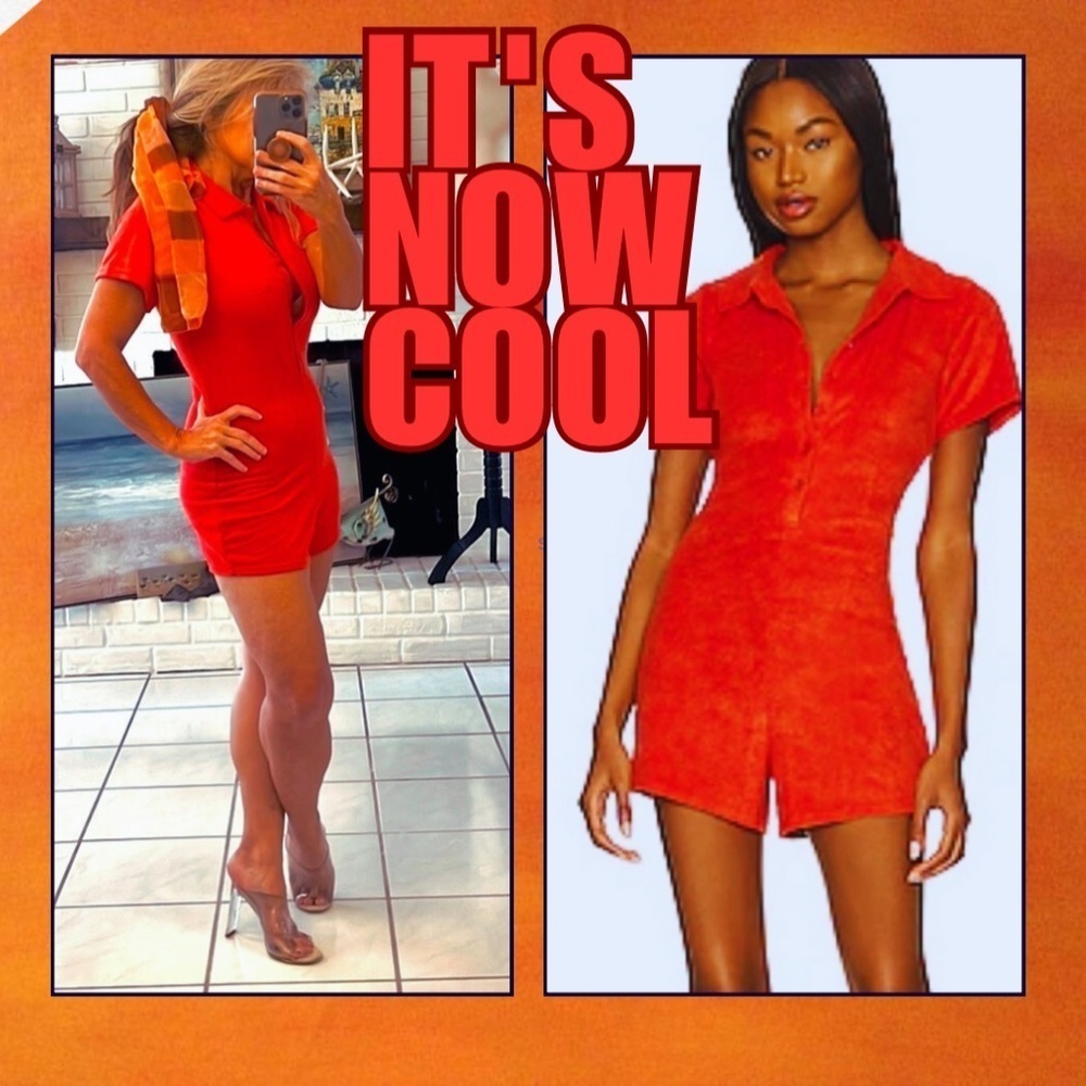 It's Now Cool,Revolve,Terry Red Playsuit Soft,Stretch,Retro,Perfect,Size Small - Picture 3 of 12